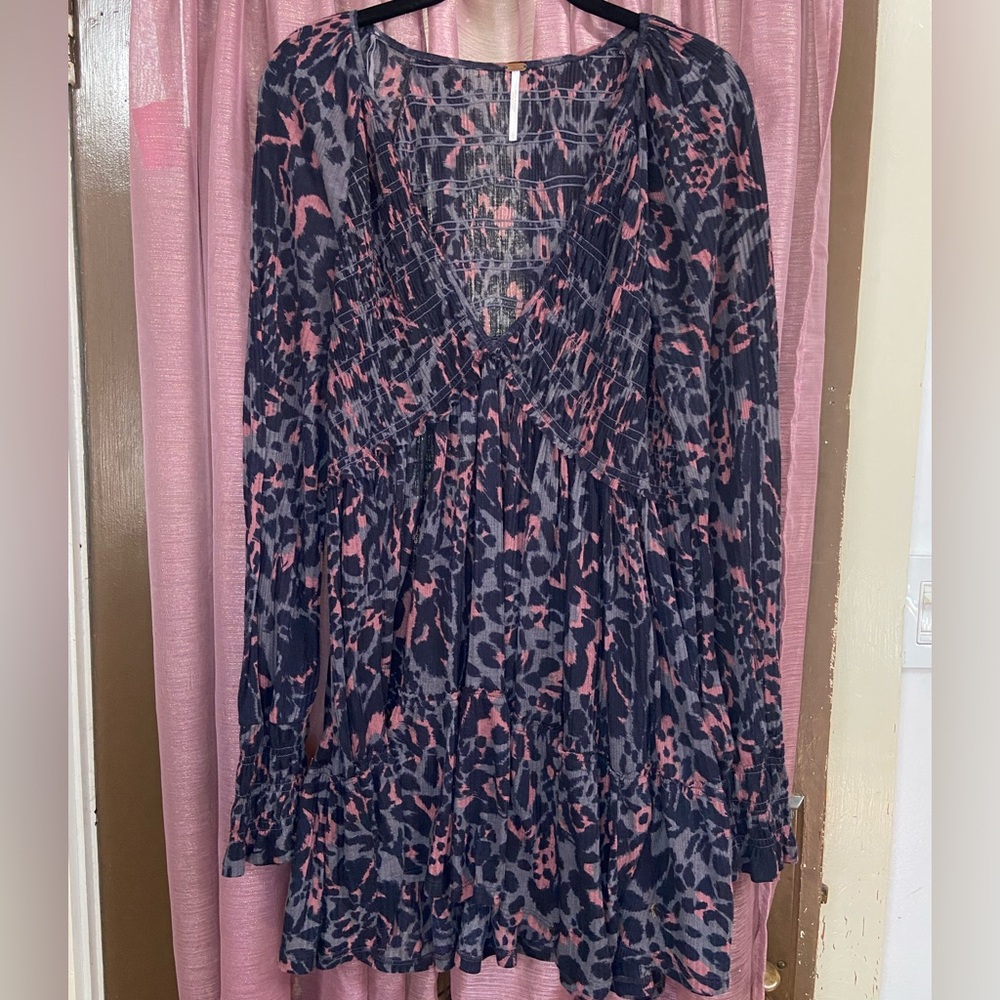Free People Smocked Long Sleeve Dress